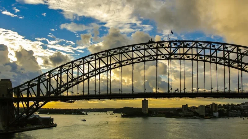 Fototapety.Pl Australia Zachód Słońca Harbor Bridge Sydney Fototapeta Samoprzylepna 250x250cm Magicstick