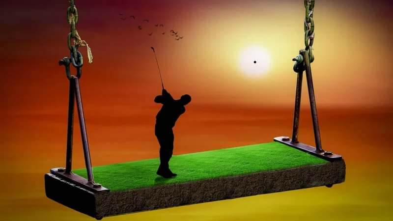 Fototapety.Pl Golfista Trawa Zachód Słońca Cień Fototapeta Samoprzylepna 250x250cm Fizelina