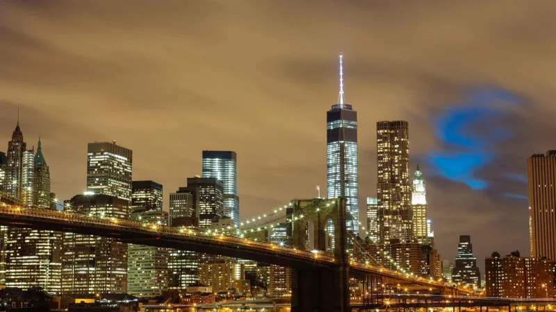 Fototapety.Pl Miasto Nocą Usa Most Brookliński Okleina Na Ścianę 250x250cm Magicstick