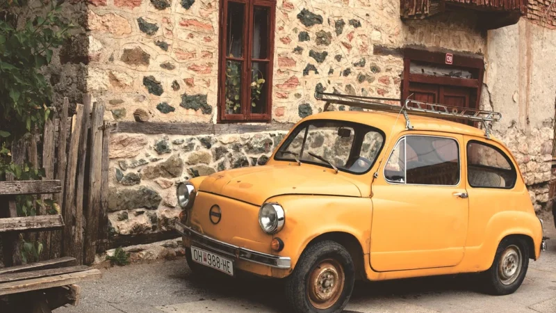Fototapety.Pl Samochód Vintage Na Tle Kubańskiej Wioski Fototapeta Ścianę 250x250cm Magicstick