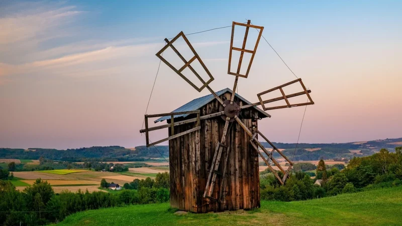 Fototapety.Pl Stare Drewniane Wiatraki Zmierzch Okleina Na Ścianę 250x250cm Magicstick