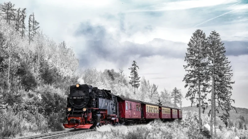 Fototapety.Pl Stary Pociąg Parowy Na Torach Fototapeta Ścianę 250x250cm Fizelina