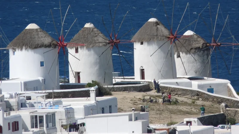 Fototapety.Pl Wyspy Mykonos Wiatraki Woda Okleina Na Ścianę 250x250cm Fizelina