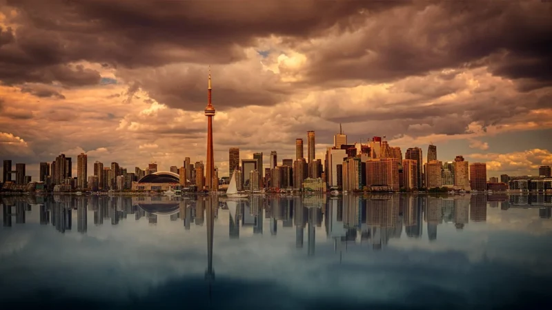 Fototapety.Pl Zachód Słońca Nad Toronto Woda Okleina Na Ścianę 250x250cm Magicstick
