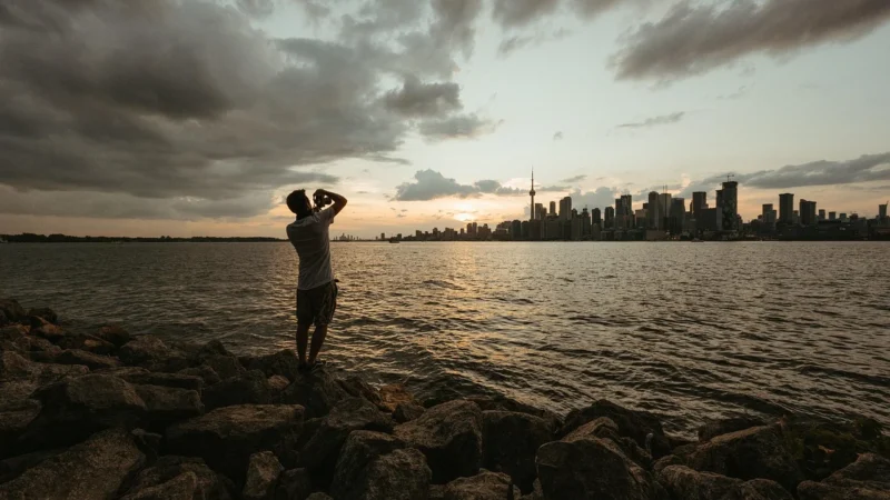Fototapety.Pl Zachód Słońca Nad Toronto Woda Okleina Na Ścianę 250x250cm Fizelina