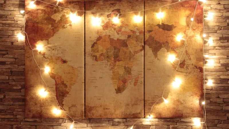 Muralo Fototapeta Mapa Świata Zwierzęta 180×120